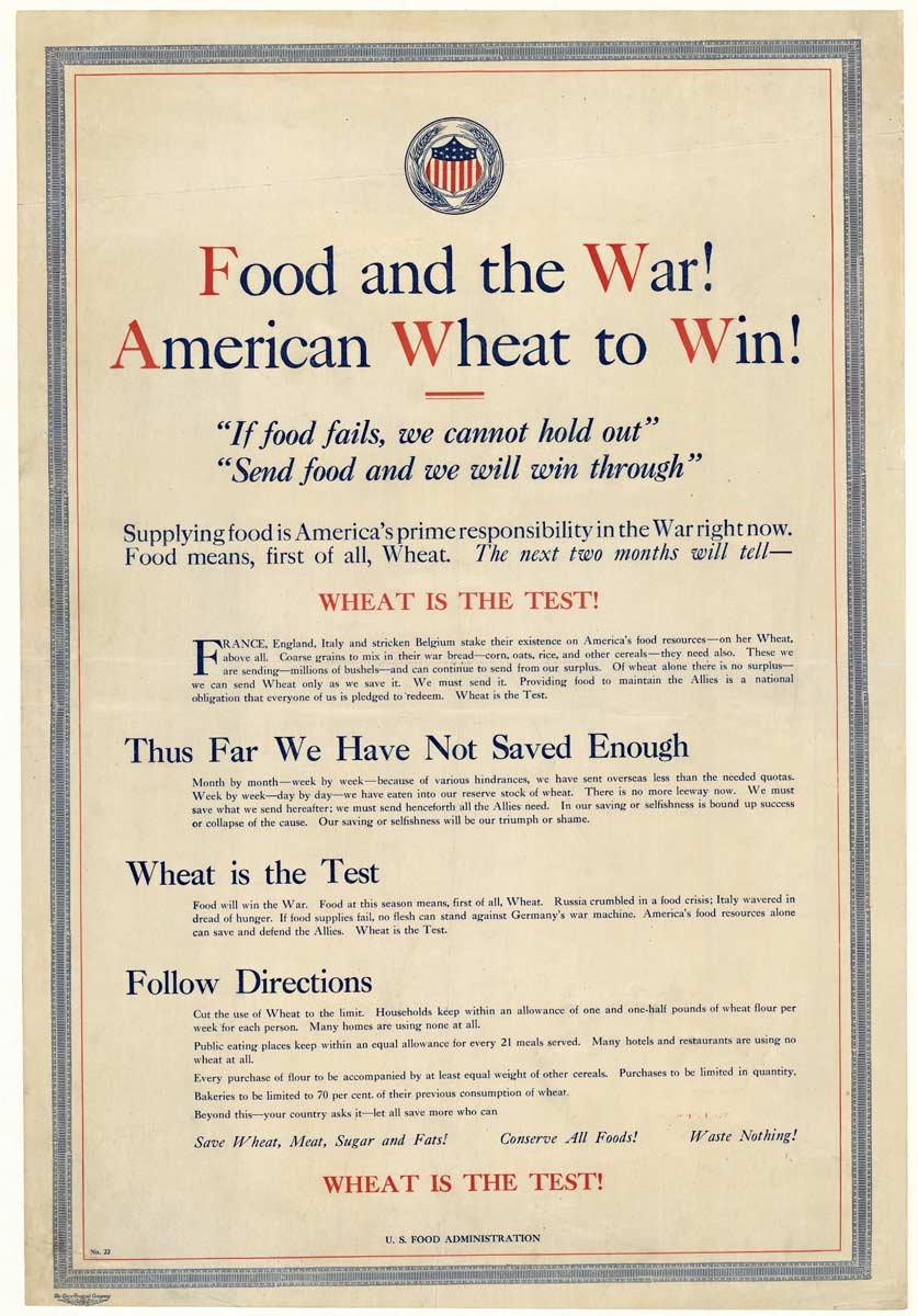 Food and the War! Original c. 1918 World War 1 vintage poster - Art by Unknown