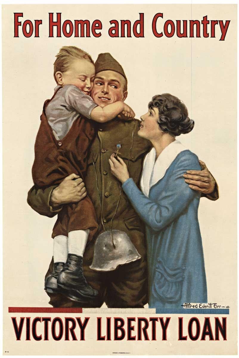 For Home and Country, Victory Liberty Loan original World War 1 vintage poster