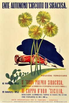 Formula 2 Syracuse Sports Car Racing Poster ‘Siracusa Grand Prix’, 1952