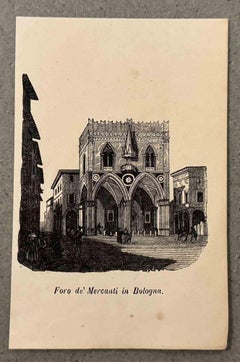 Foro dé Mercanti in Bologna - Lithographie - 19e siècle 