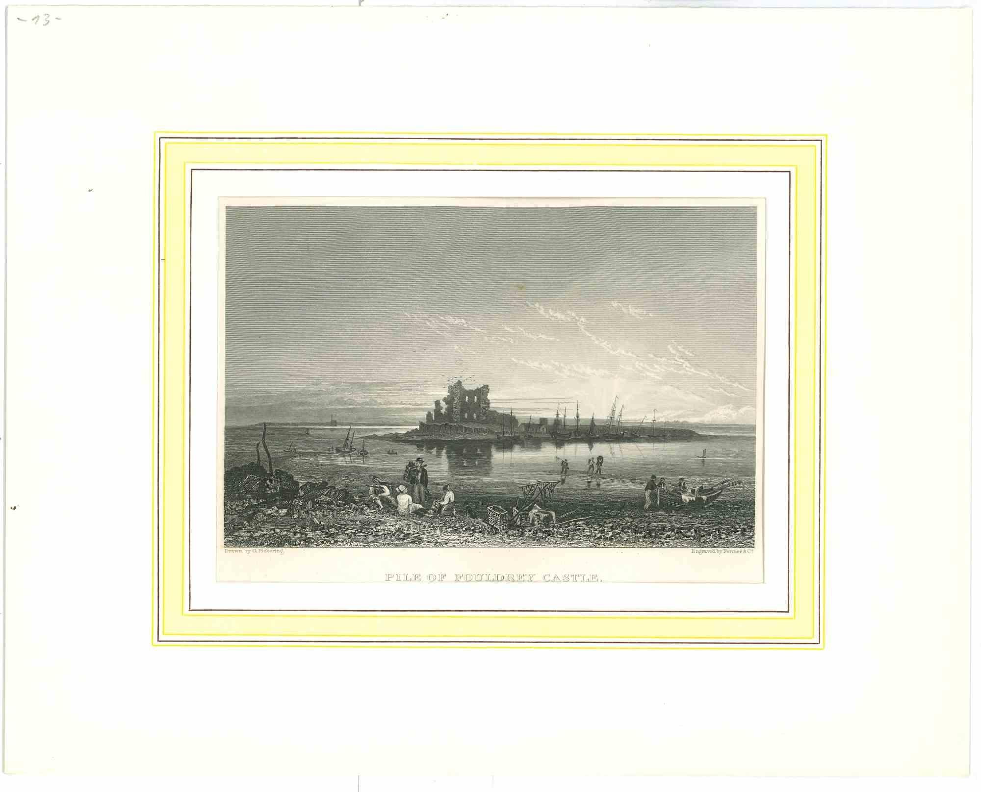 Unknown Figurative Print – Fouldrey Castle - Originallithographie - Mitte des 19. Jahrhunderts