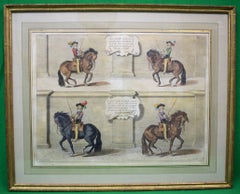 « Four Cavalier Horseman », plaque de lithographie colorée à la main, 36 cm