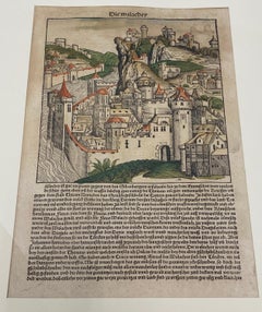 Framed 18th Century Hand Colored German Book Page W/ Illustration and Text