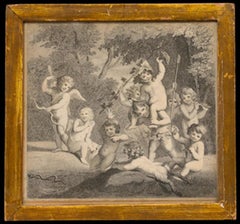 Framed 19th Century Stipple Engraving - Bacchus' Party