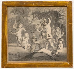 Framed 19th Century Stipple Engraving - Bacchus' Party