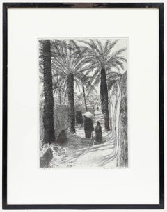 Framed Early 20th Century Etching - By the Palm Trees