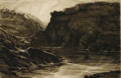 Framed Early 20th Century Etching - Mountain-Top Ruins
