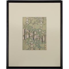 Framed Early 20th Century Japanese Woodblock - Bamboo Grove