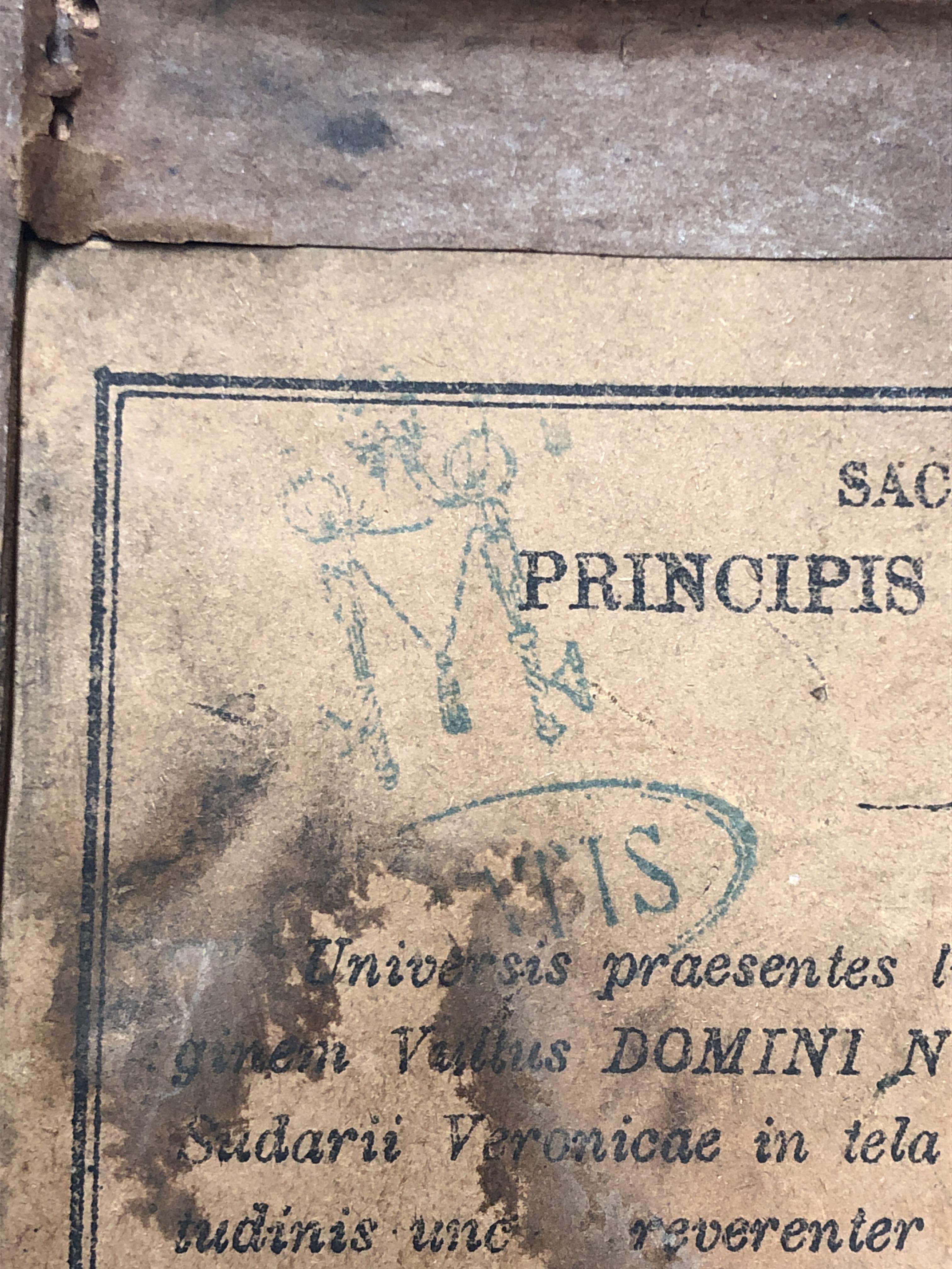 Framed Relic Image Of Veronica's Veil, With Vatican Seal And Stamp, Verso C.1887 For Sale 7