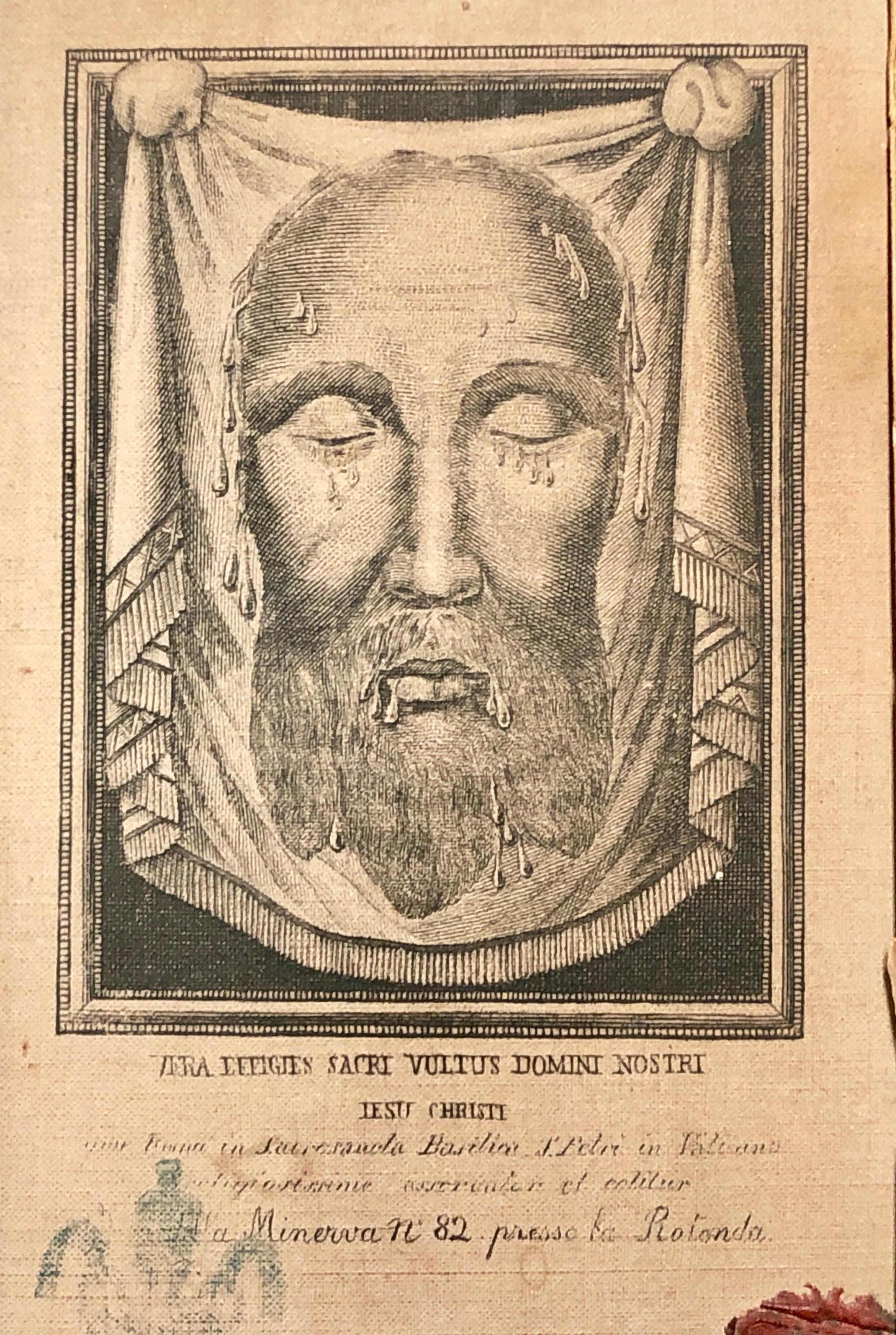 Framed Relic Image Of Veronica's Veil, With Vatican Seal And Stamp, Verso C.1887 For Sale 2