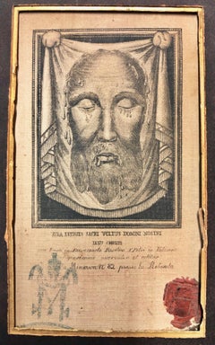Framed Relic Image Of Veronica's Veil, With Vatican Seal And Stamp, Verso C.1887