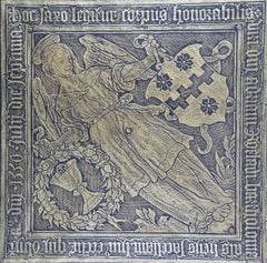 Framed Rubbing of 1550 Brass Monument in Grote Kerk Church, Breda, Netherlands