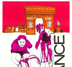 France by Bicycle travel poster - serigraph
