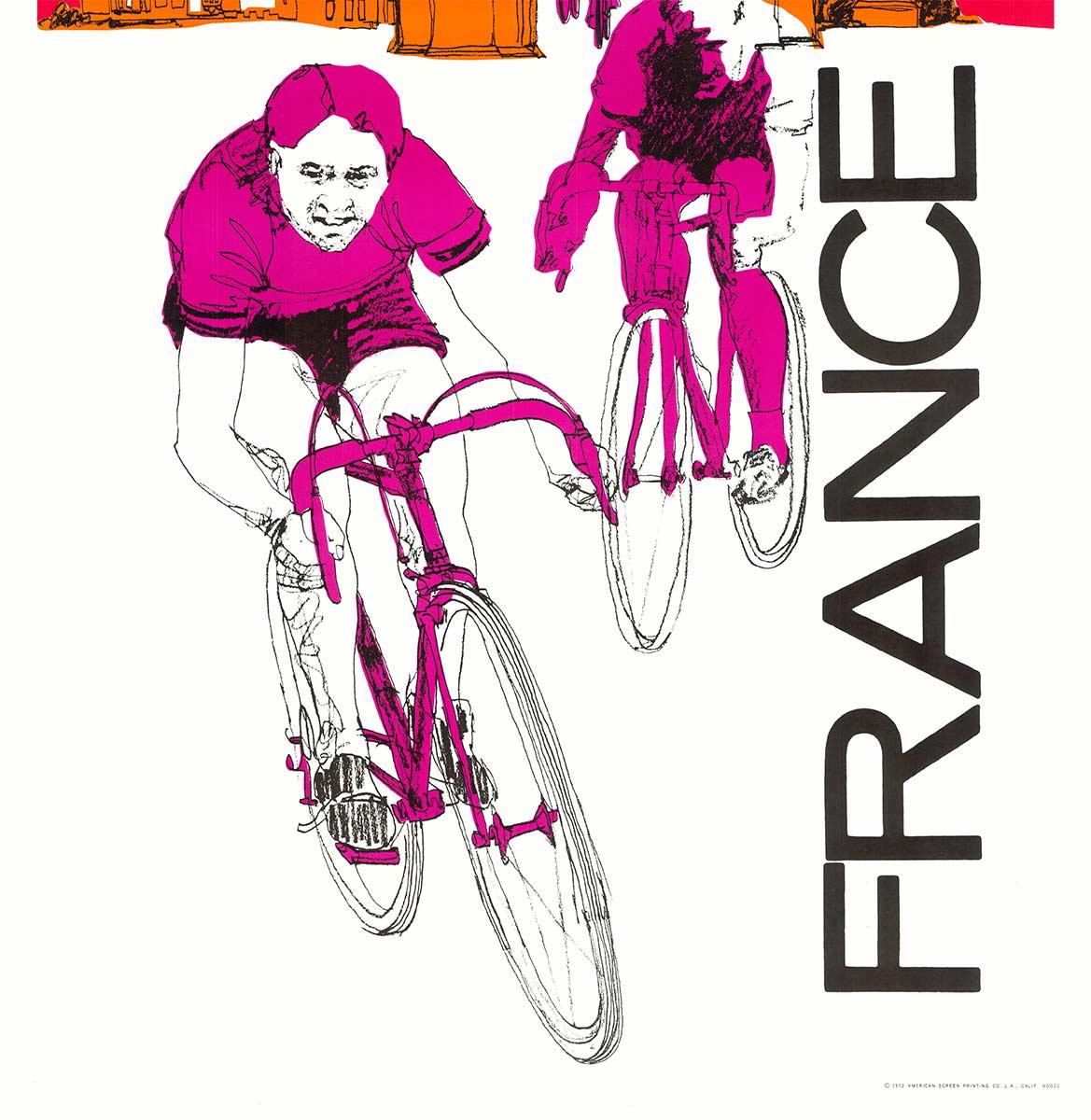 France by Bicycle travel poster - serigraph - Post-Modern Print by Unknown