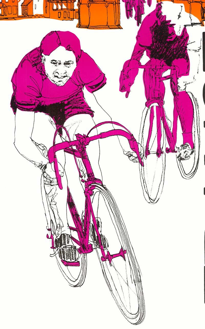 France by Bicycle travel poster - serigraph - White Landscape Print by Unknown