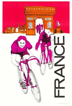 Poster di viaggio Francia in bicicletta - serigrafia
