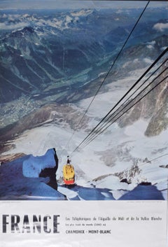 Vintage FRANCE Chamonix Vallée Blanche French skiing poster  Télépheriques de l'Aiguille
