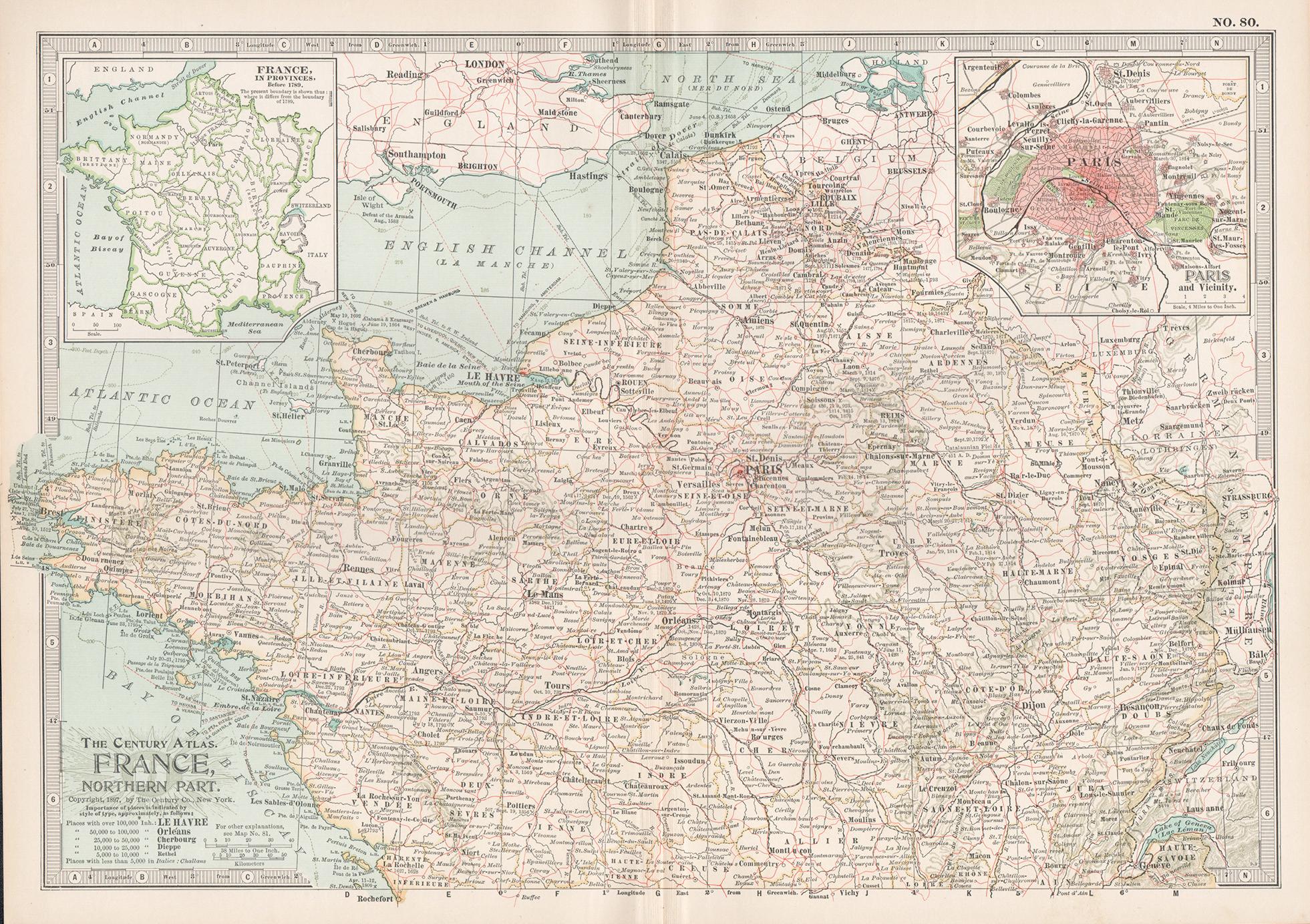 Unknown Print - France, Northern Part. Century Atlas antique map