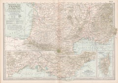 France, partie sud. Carte vintage Atlas du XXe siècle