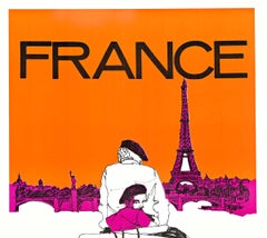 France via Bicycle and French Bread  serigraph