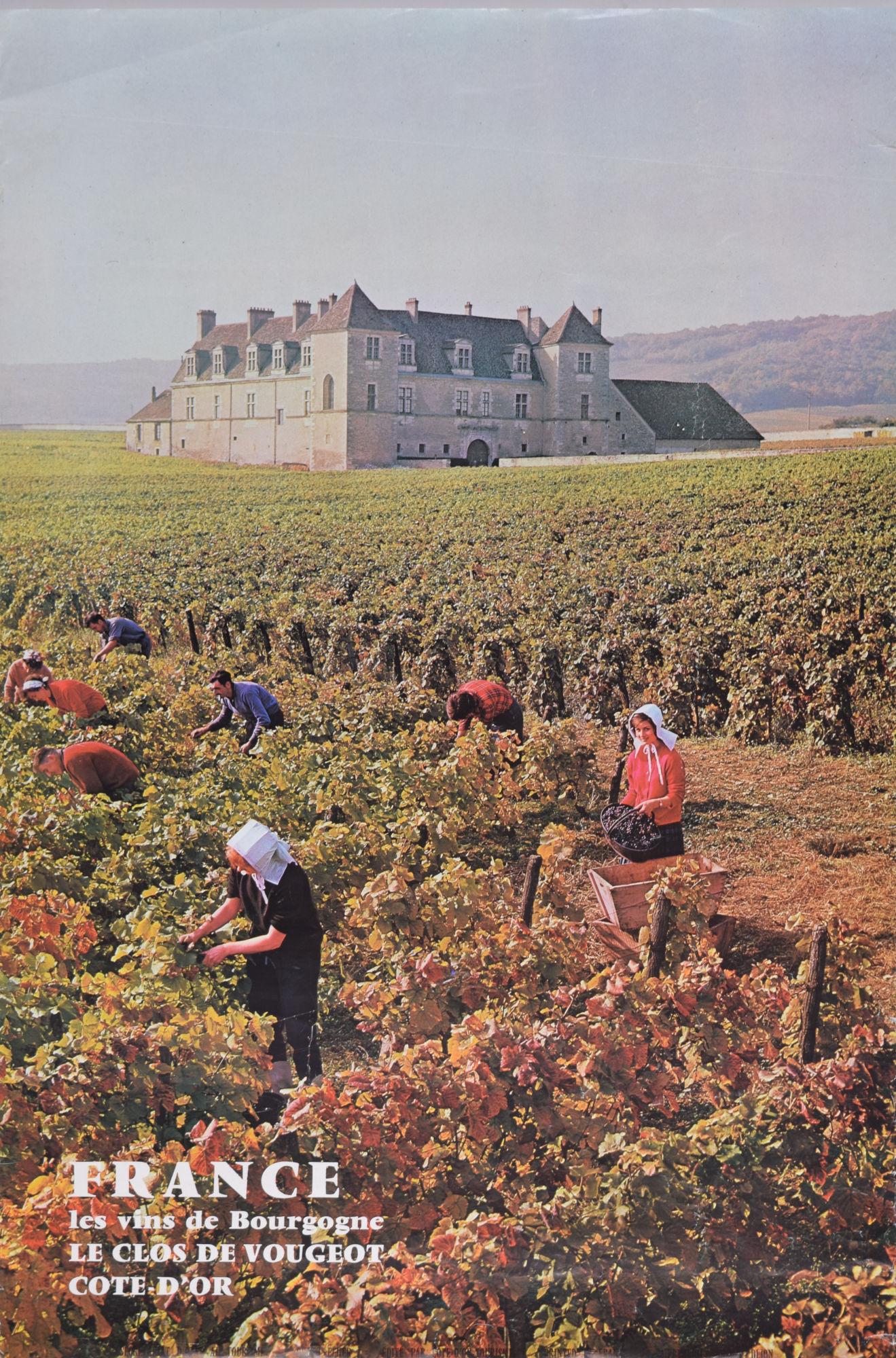 Unknown Landscape Print - France - wines of Burgundy Château du Clos de Vouge original vintage poster