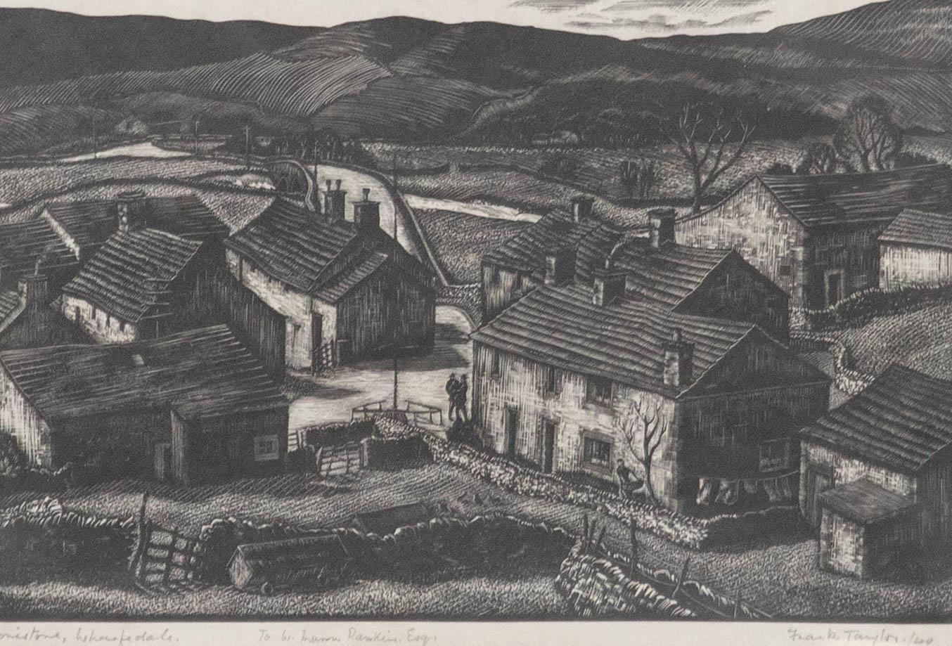 Frank Taylor - Framed Mid 20th Century Woodcut, Conistone, Wharfedale - Print by Unknown
