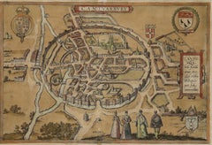 Franz Hogenberg nach Georg Braun Gravur des 19. Jahrhunderts, Karte von Canterbury