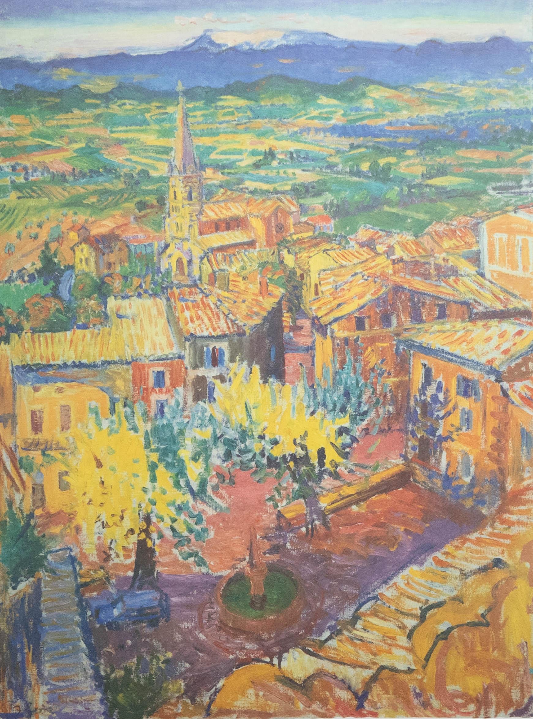 Frederick Gore RA - Framed Contemporary Lithograph, Bonnieux - Print by Unknown
