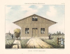 French architecture house design lithograph, late 19th century, c1870