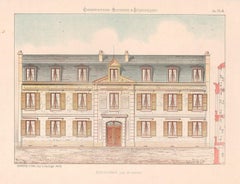 French architecture house design lithograph, late 19th century, c1870