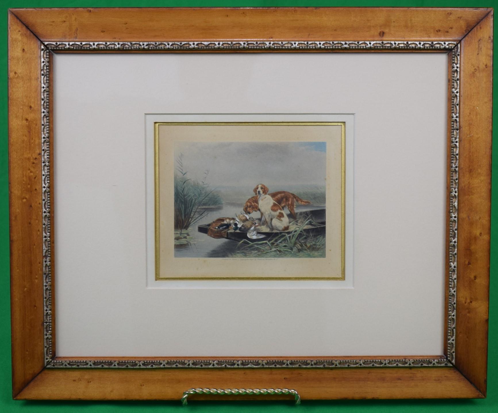 "French c1895 Colour Plate Depicting Two Hunting Dogs w/ Ducks On A Skiff" - Print by Unknown