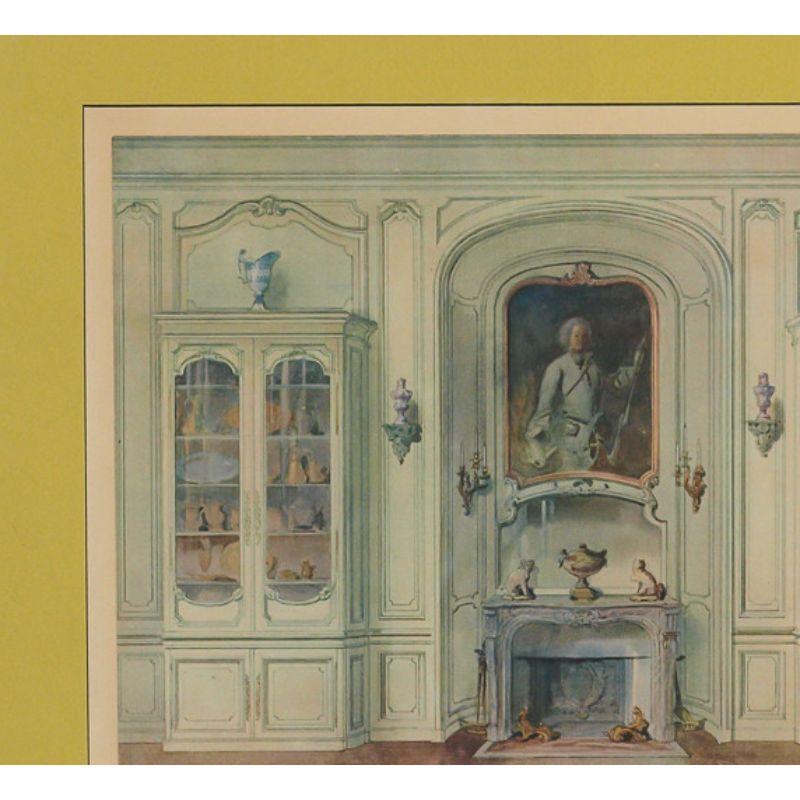 Charming hand-coloured print of a stylish French chateau interior 

1920s

Print Sz: 10 1/2