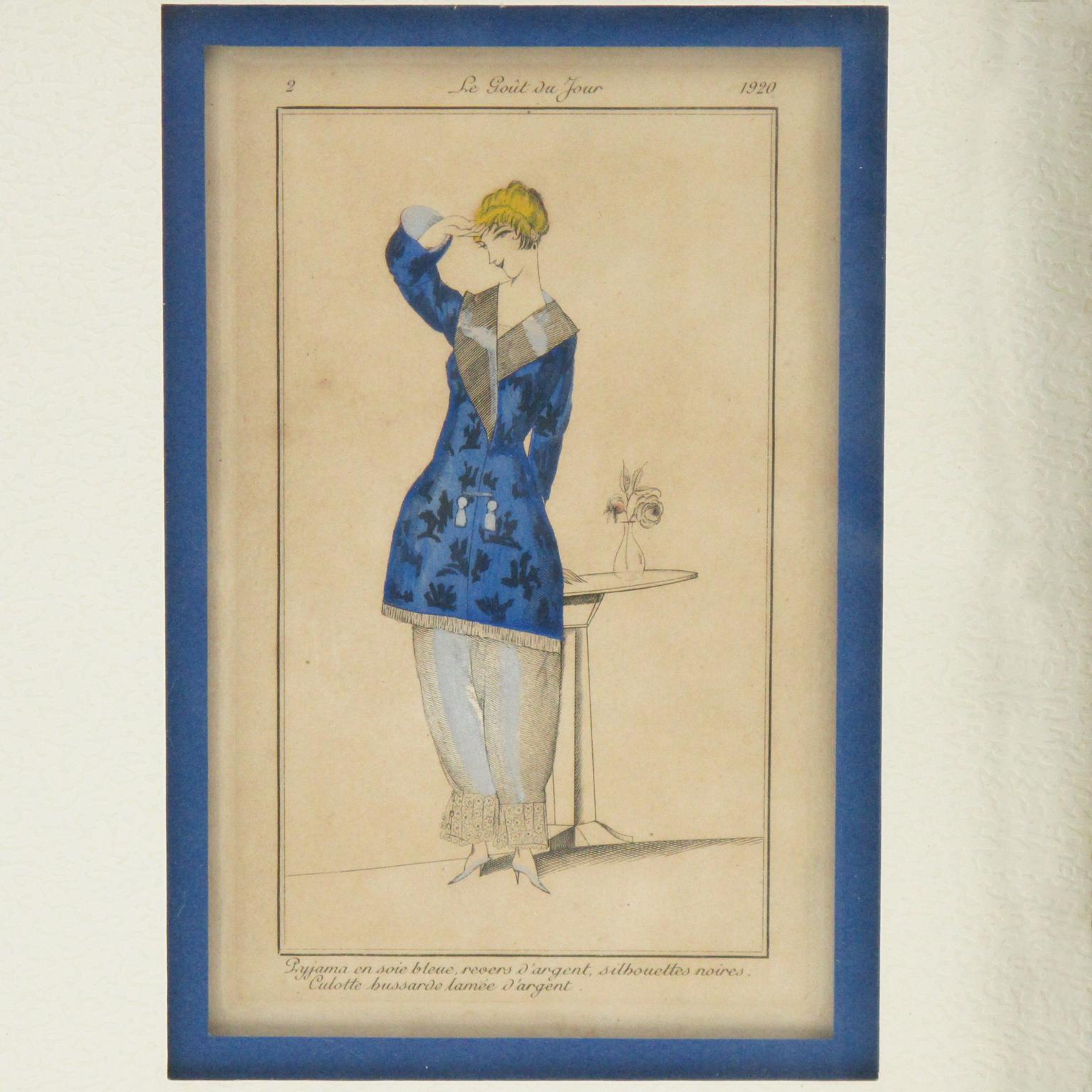 French Colored Fashion Print Les Annees Folles Outfit Framed 2