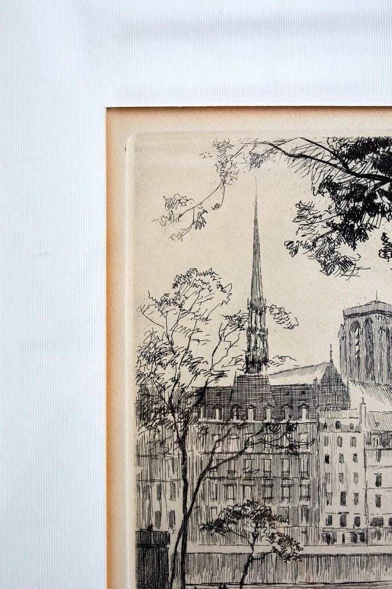 Unknown French Etching Notre Dame Seine at 1stDibs