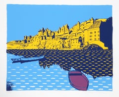 French Landscape on River, Modern Screenprint by Biagio Civale