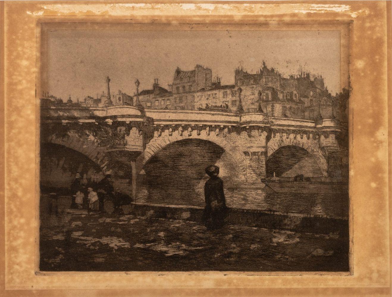 Scuola di francese, Le Pont Neuf - Landscape Print Marrone di Unknown
