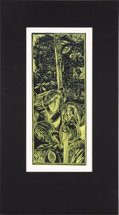 Frog on a Stalk in the Jungle - Linocut Print on Tissue Paper (proof)