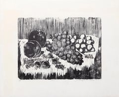 Fruits, Modern Woodcut on thin tissue paper by Biagio Civale