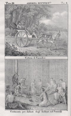 Funerale, Popolazioni indigene, Canada, Nord America, litografia della metà del XIX secolo.
