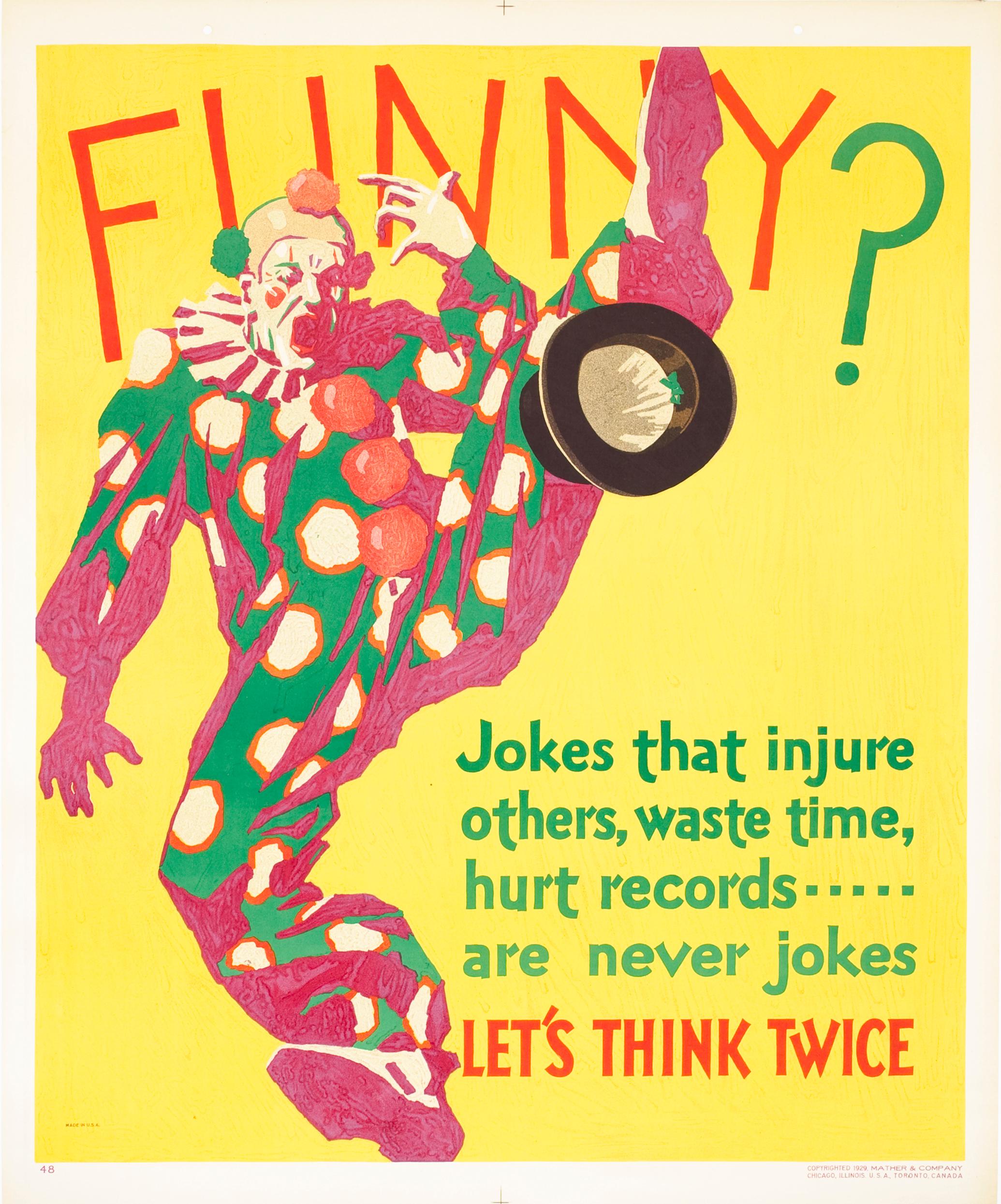 "Funny? (Mather Work Incentive)" Original Vintage Work Incentive Poster - Print by Unknown