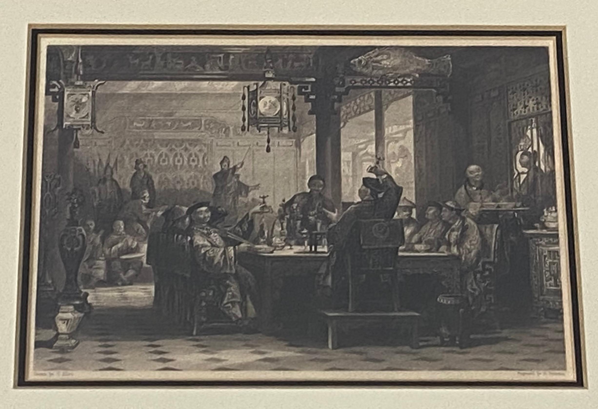 « dîner Party at a Mandarin's House », gravure de G. Paterson d'après T. Allom, vers 1840 - Print de Unknown