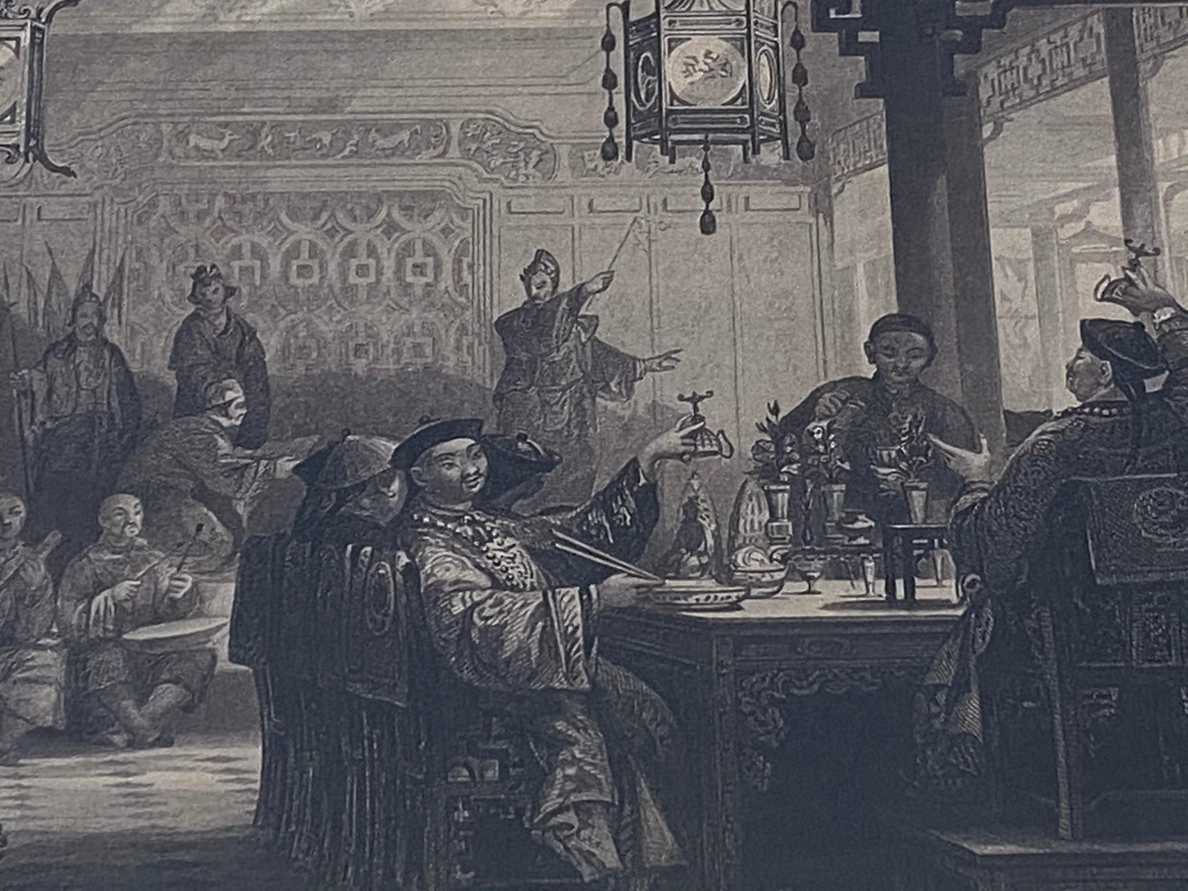 « dîner Party at a Mandarin's House », gravure de G. Paterson d'après T. Allom, vers 1840 - Réalisme Print par Unknown