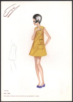 'Gaia' Italian 1960s Women's Fashion Design Illustration
