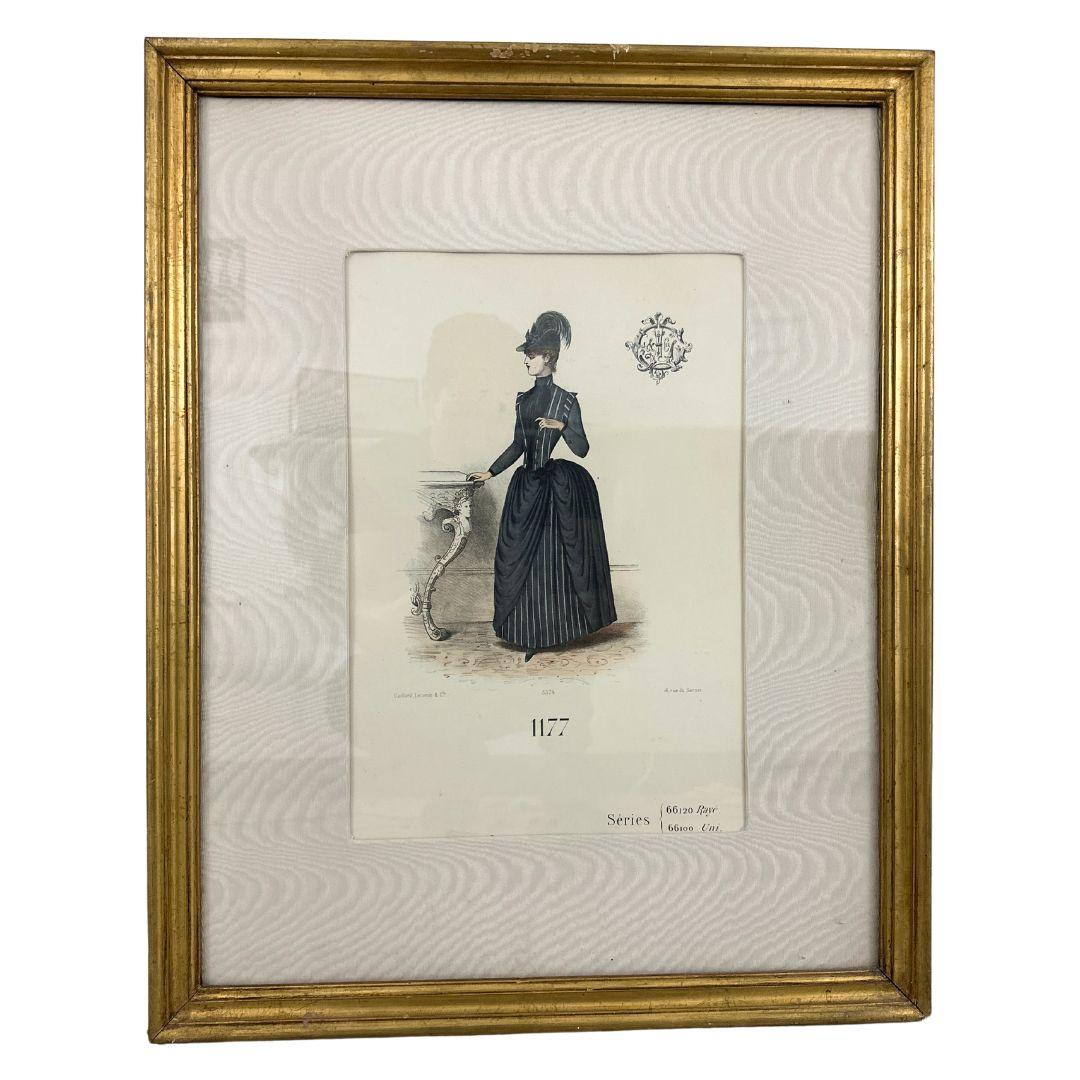 Unknown Figurative Print - Gaillard, Lecomte, and Cie - Parisian Fashion Trade Hand Painted  Print