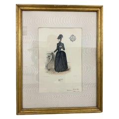 Antique Gaillard, Lecomte, and Cie - Parisian Fashion Trade Hand Painted  Print