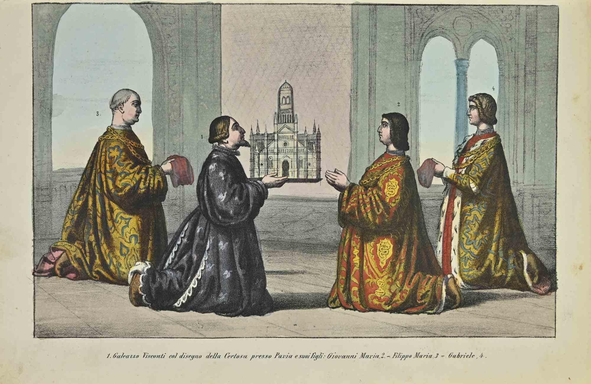 Unknown Figurative Print – Galeazzo Visconti – Lithographie – 1862