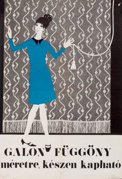 Galon Curtains - Original Mid-Century Hungarian 1960s Poster for Textiles