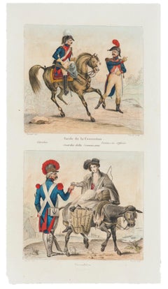 Garde de la Convention and Vivandère - Original Lithograph - 19th Century