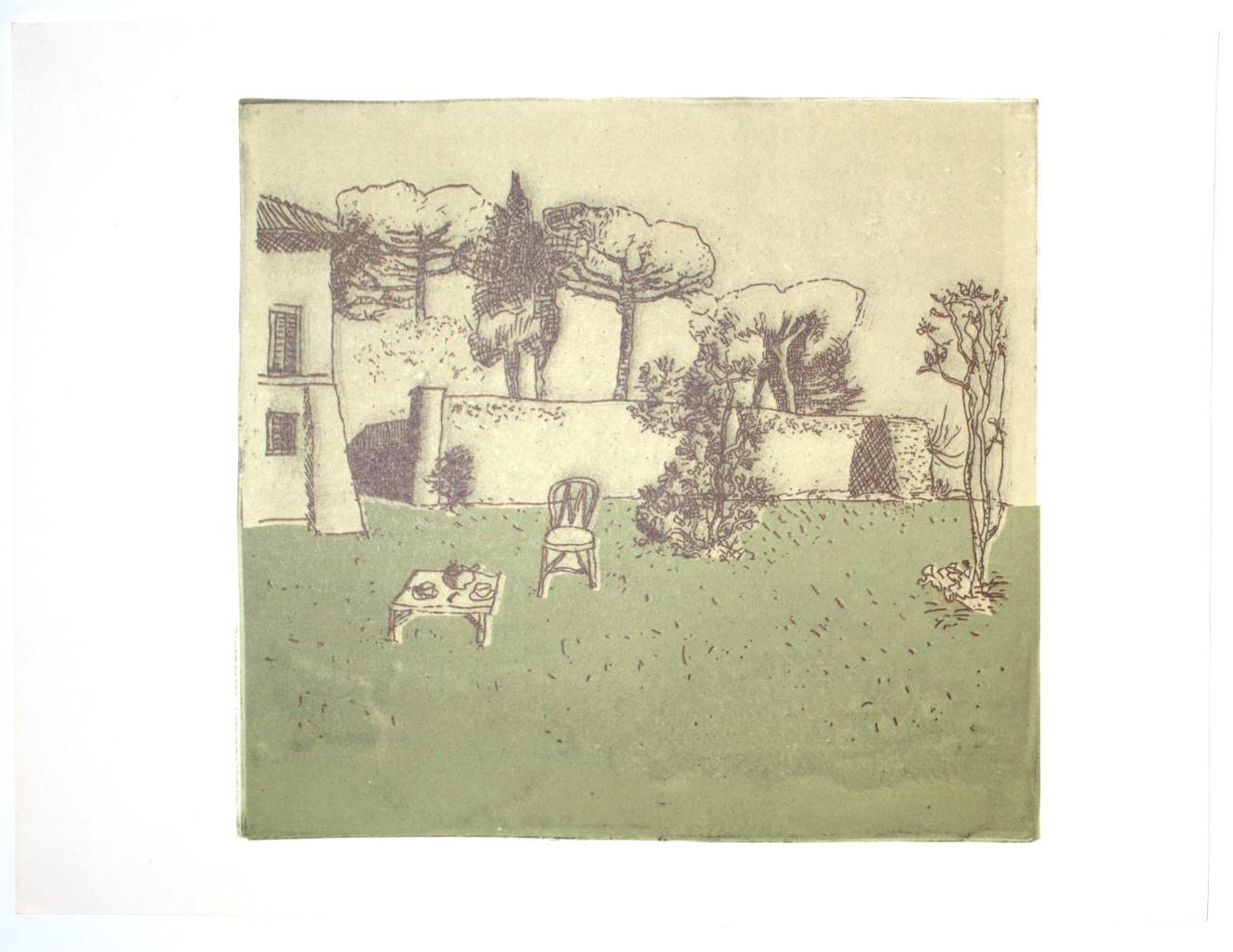 Garten – Originallithographie auf Papier – Ende des 20. Jahrhunderts – Print von Unknown