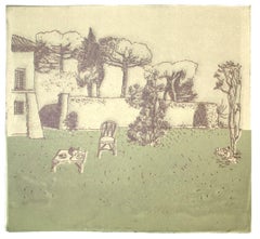 Jardín - Litografía original sobre papel - Finales del siglo XX